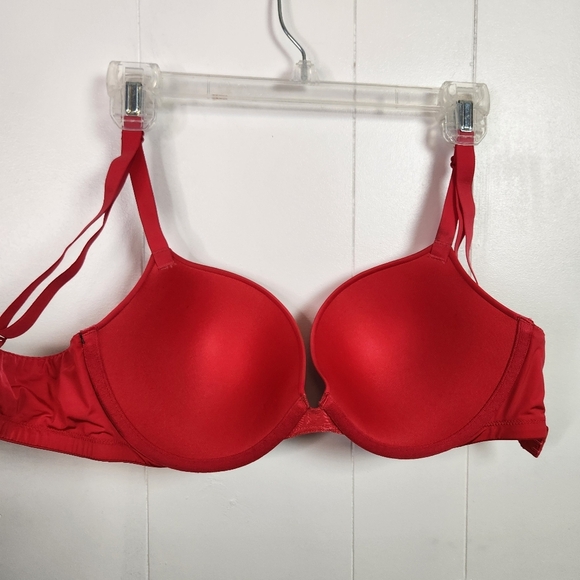 Calvin Klein Red Plunge T-Shirt Bra Underwire Push-Up Padded Size 36C Lingerie - Picture 6 of 8